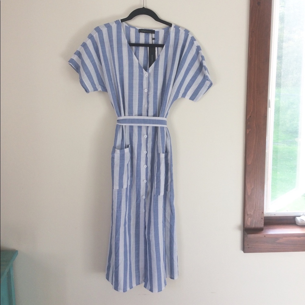 Last one! Blue Stripe Cotton Dress - Picture 3 of 7